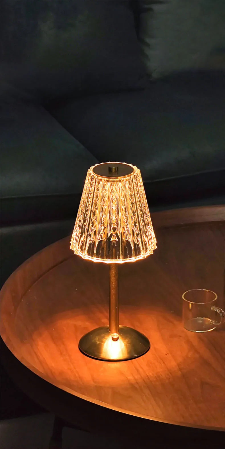 Luxury Crystal Touch Bedside Lamp – Rechargeable & Elegant Night Light