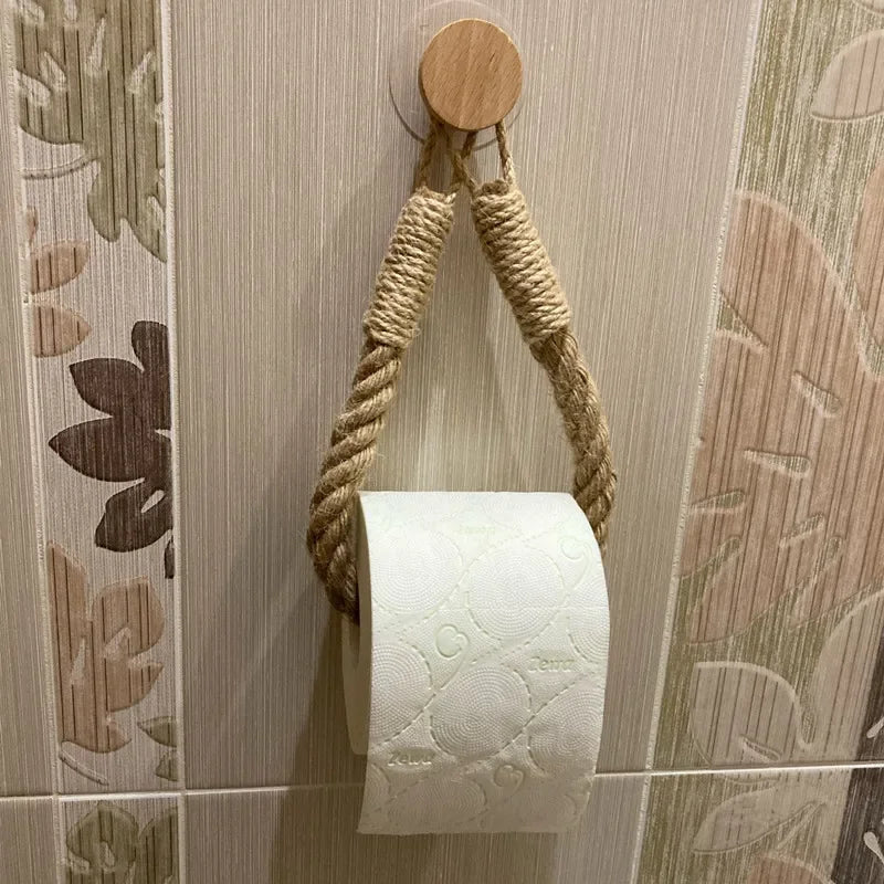No-Drill Paper Towel & Towel Holder – Self-Adhesive, Wall-Mounted, Beige Hemp