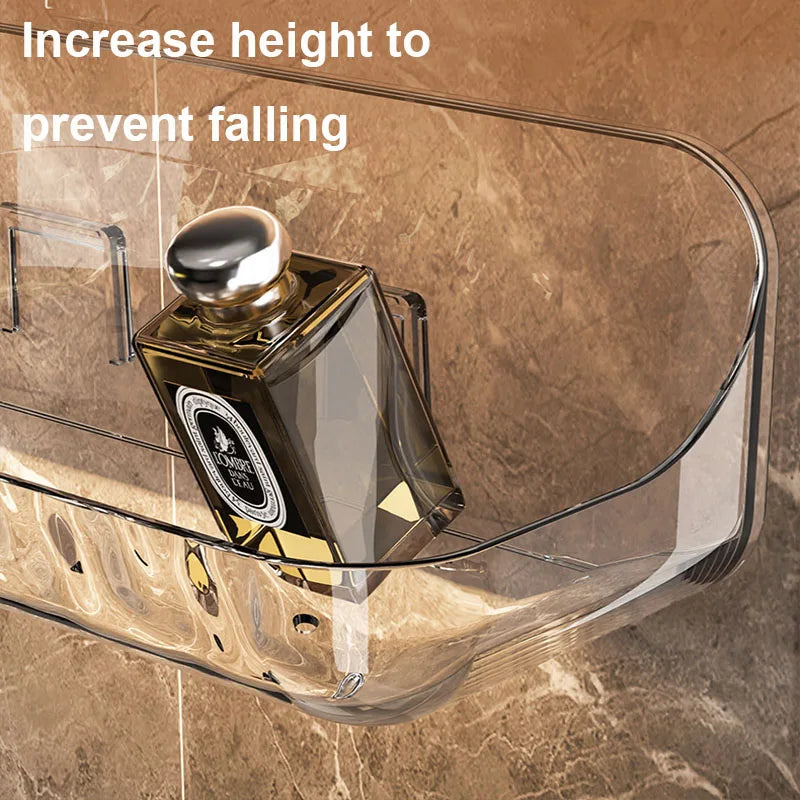 Acrylic No-Drill Bathroom Shelf – Wall-Mounted Shower & Toiletry Storage Organizer