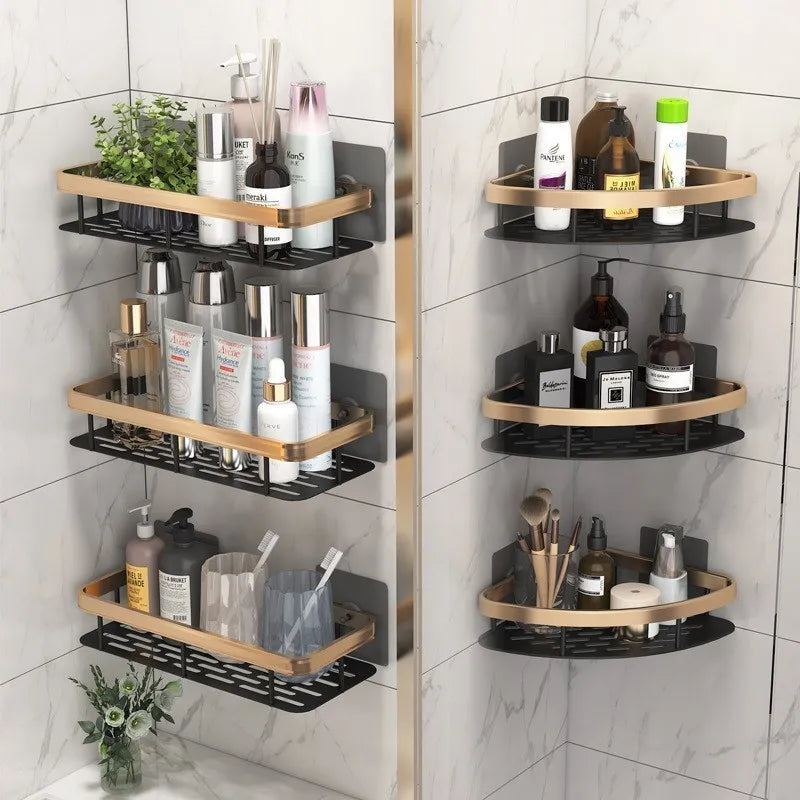 Luxury No-Drill Bathroom Shelves – Rustproof Aluminum Shower Organizer