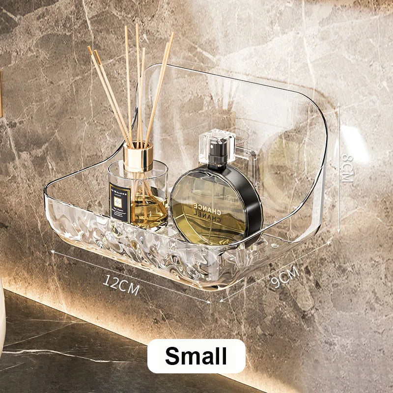 Acrylic No-Drill Bathroom Shelf – Wall-Mounted Shower & Toiletry Storage Organizer