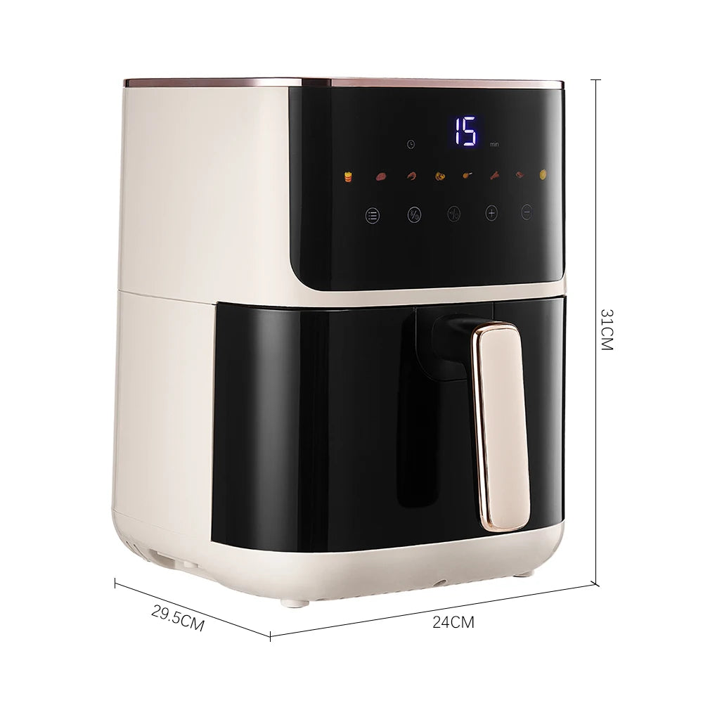 KOMORE 4.7L Air Fryer with Smart Touch Display 60 Minutes Timer & 80°C-200°C Adjustable Temperature& 8 Preset Cooking Modes