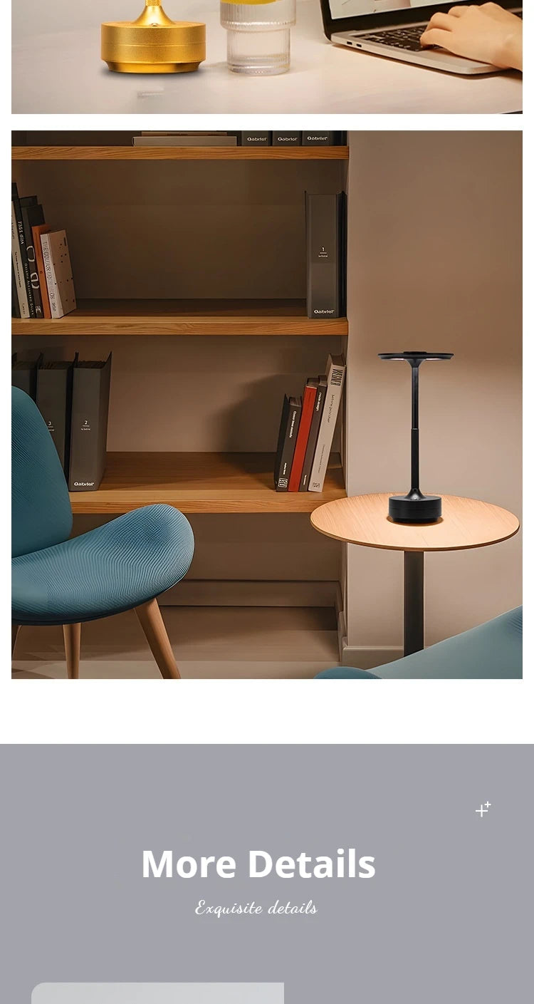 Simple Rechargeable Table Lamp Bar Desk Lamp Dimming Atmosphere Wireless Night Light for Bedroom USB Charging Touch Decor Lamp
