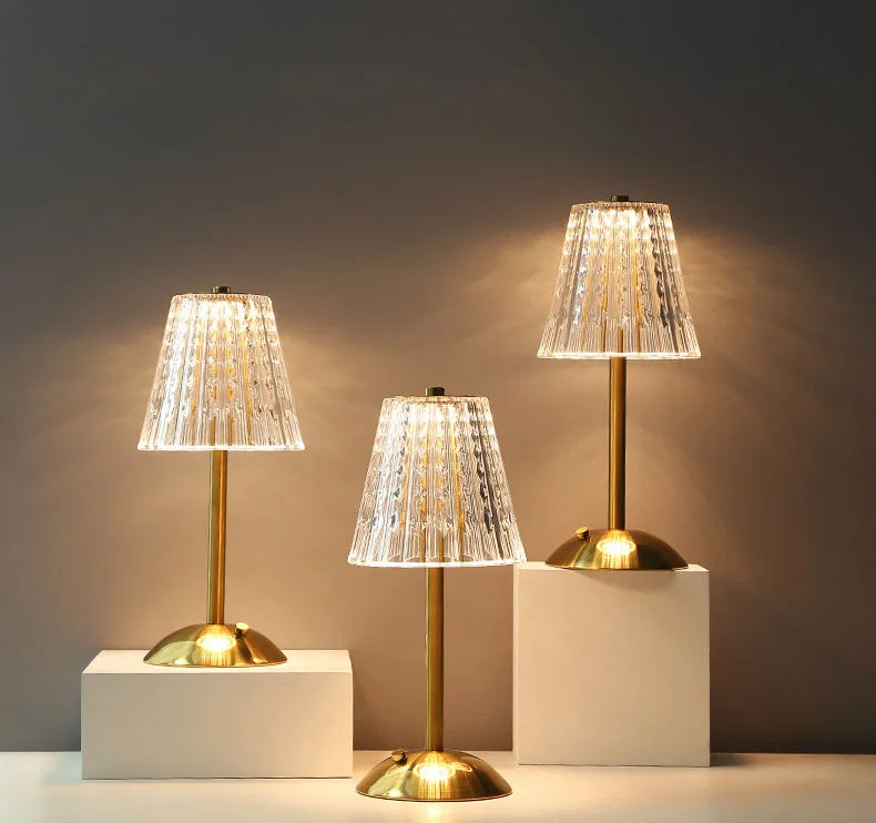 Luxury Crystal Touch Bedside Lamp – Rechargeable & Elegant Night Light