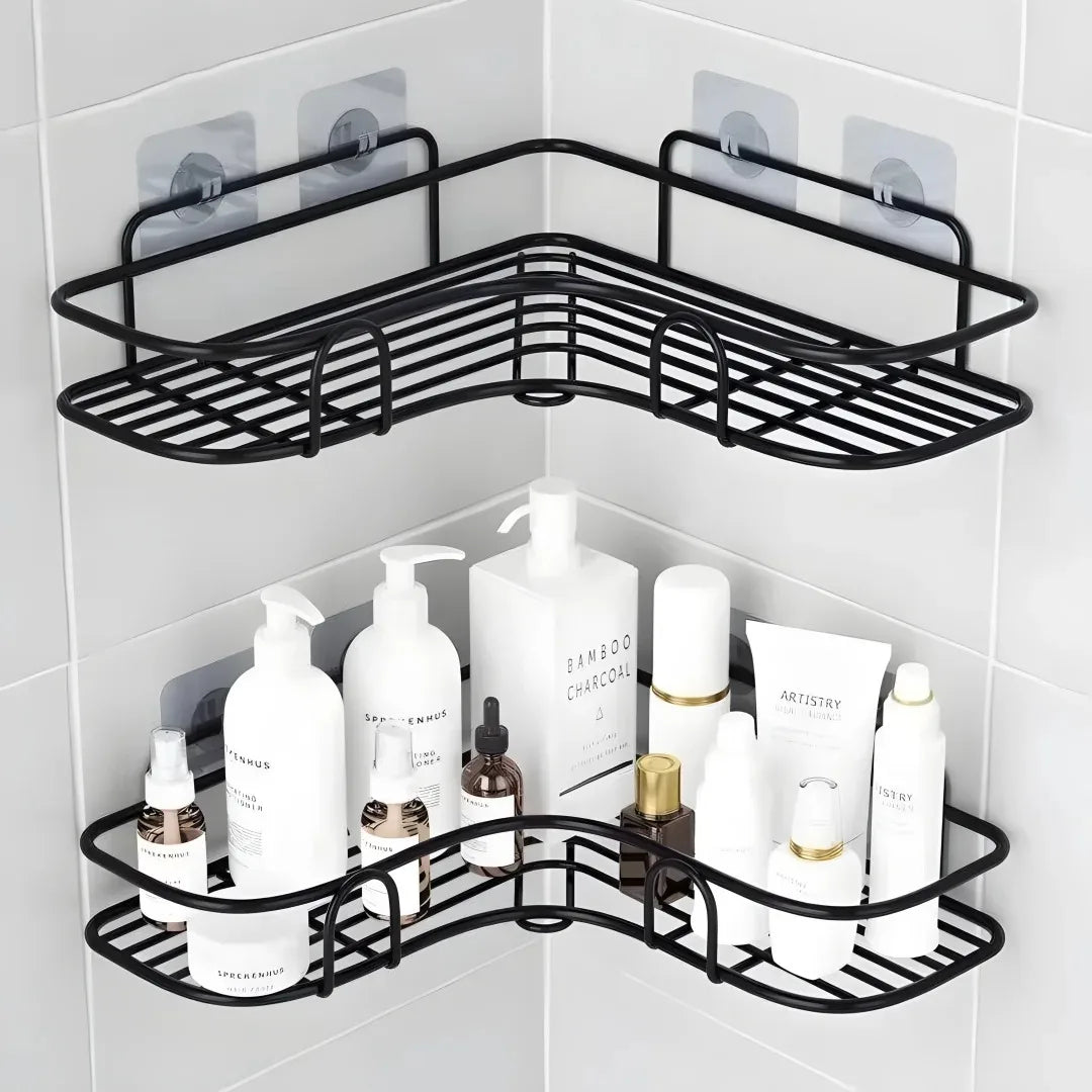 Wall-Mounted Bathroom Corner Shelf – No-Drill Storage Rack for Toiletries & Essentials