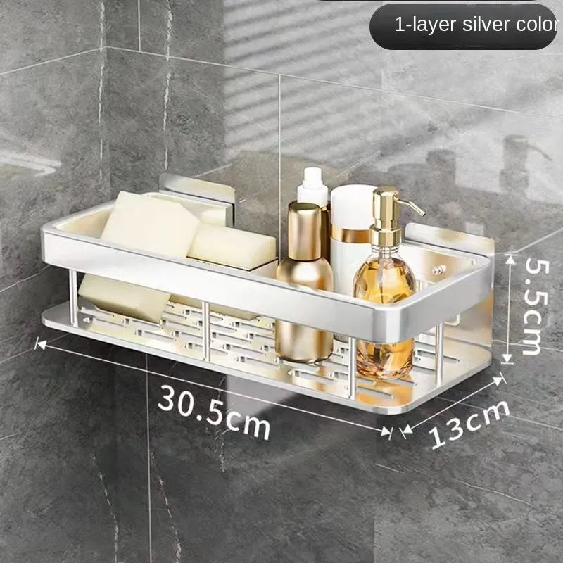 Luxury No-Drill Bathroom Shelves – Rustproof Aluminum Shower Organizer