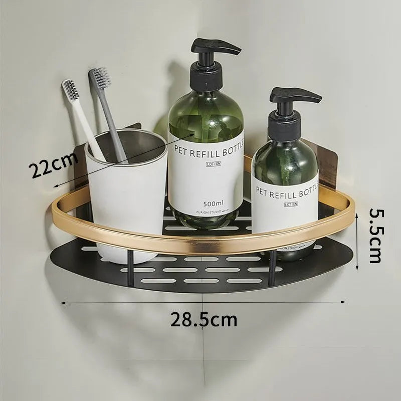 Luxury No-Drill Bathroom Shelves – Rustproof Aluminum Shower Organizer