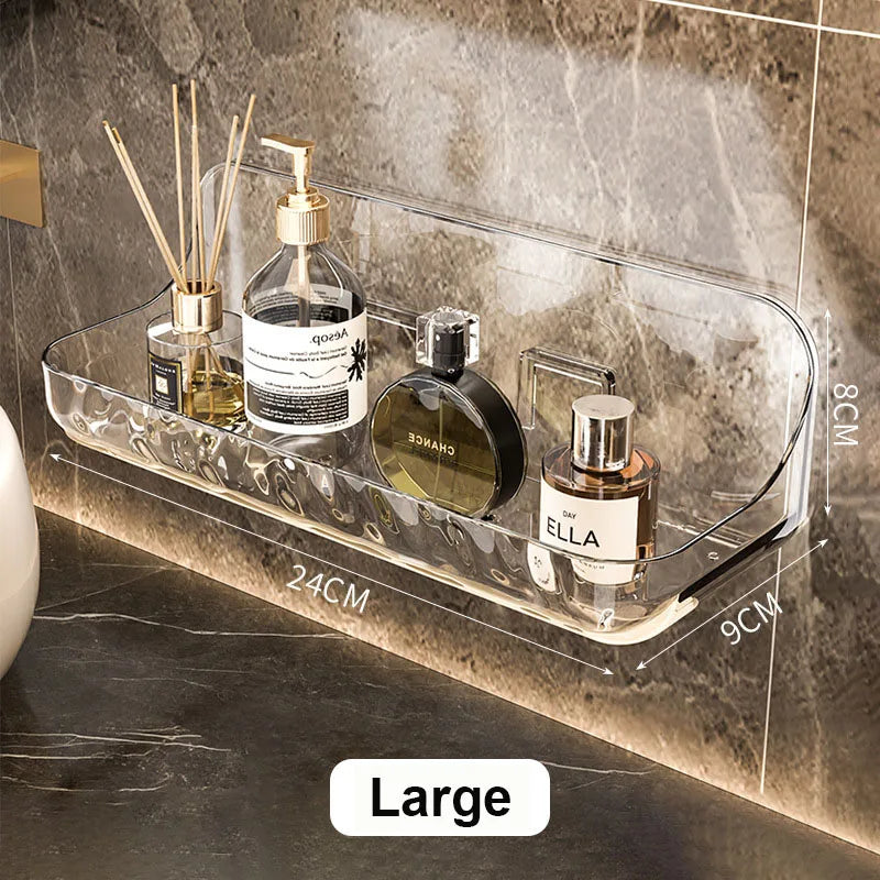 Acrylic No-Drill Bathroom Shelf – Wall-Mounted Shower & Toiletry Storage Organizer