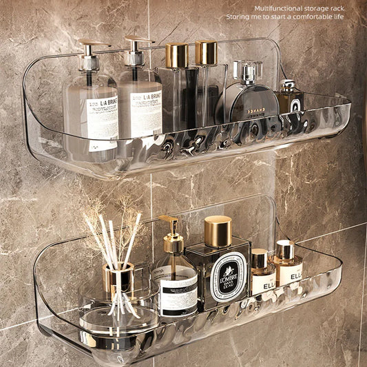 Acrylic No-Drill Bathroom Shelf – Wall-Mounted Shower & Toiletry Storage Organizer