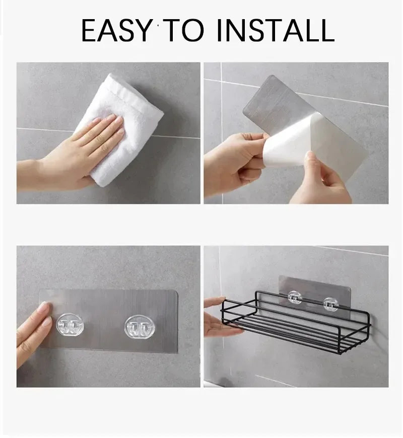 Wall-Mounted Bathroom Corner Shelf – No-Drill Storage Rack for Toiletries & Essentials