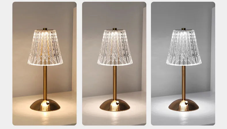 Luxury Crystal Touch Bedside Lamp – Rechargeable & Elegant Night Light