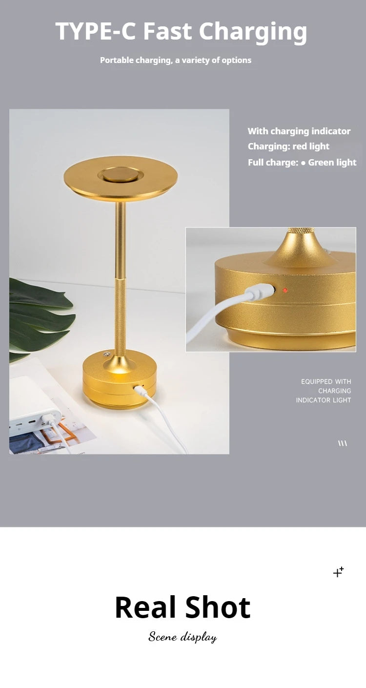 Simple Rechargeable Table Lamp Bar Desk Lamp Dimming Atmosphere Wireless Night Light for Bedroom USB Charging Touch Decor Lamp