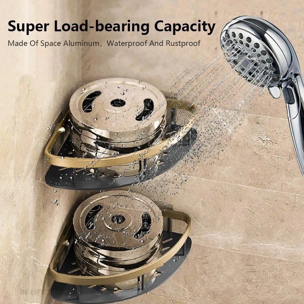 Luxury No-Drill Bathroom Shelves – Rustproof Aluminum Shower Organizer