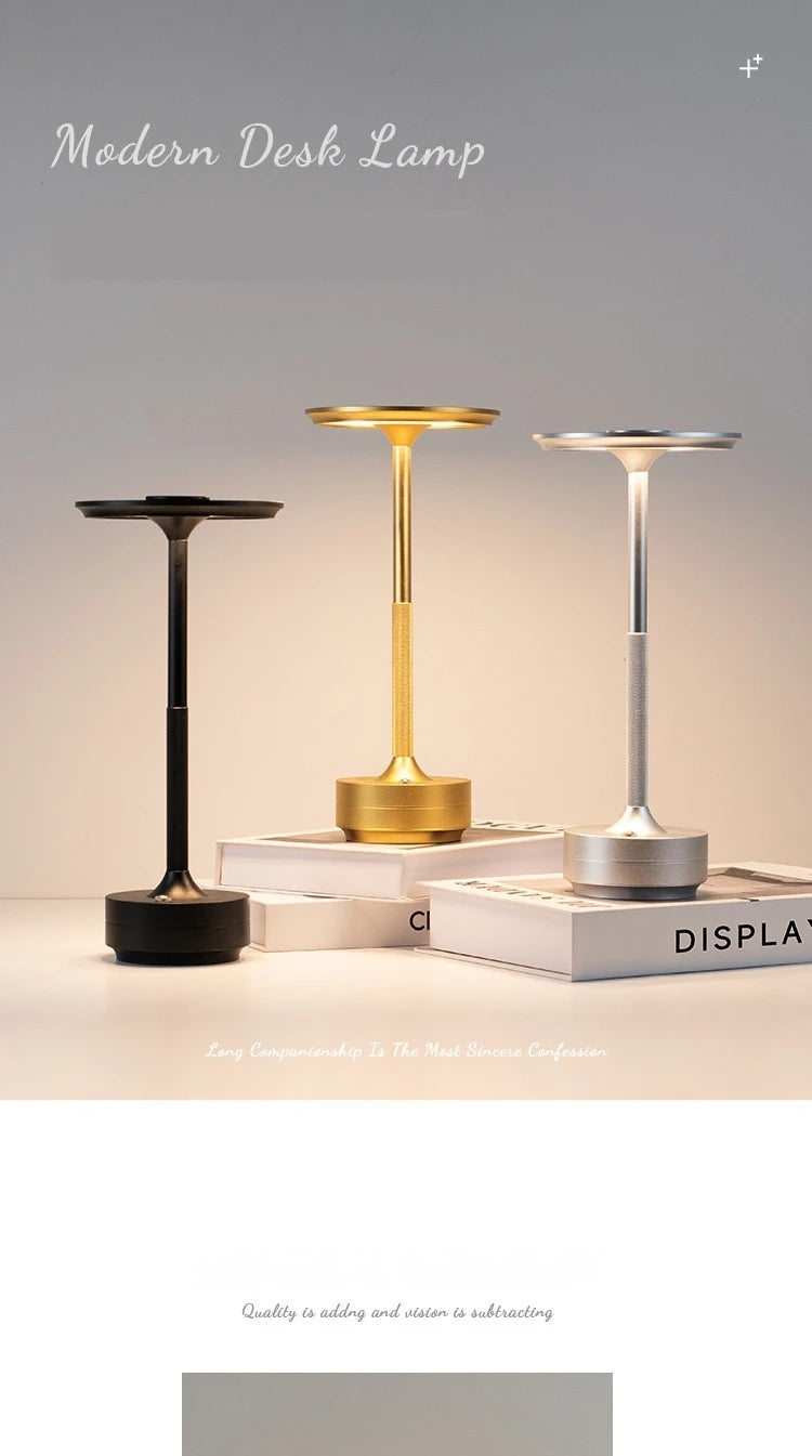 Simple Rechargeable Table Lamp Bar Desk Lamp Dimming Atmosphere Wireless Night Light for Bedroom USB Charging Touch Decor Lamp