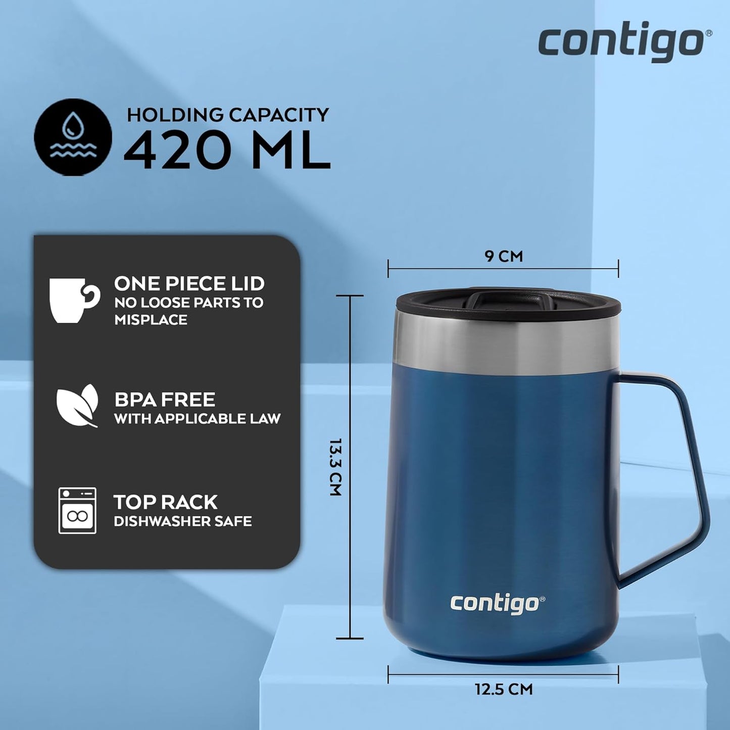 Streeterville Desk Mug Insulated Coffee Thermal Mug with Stainless Steel Handle