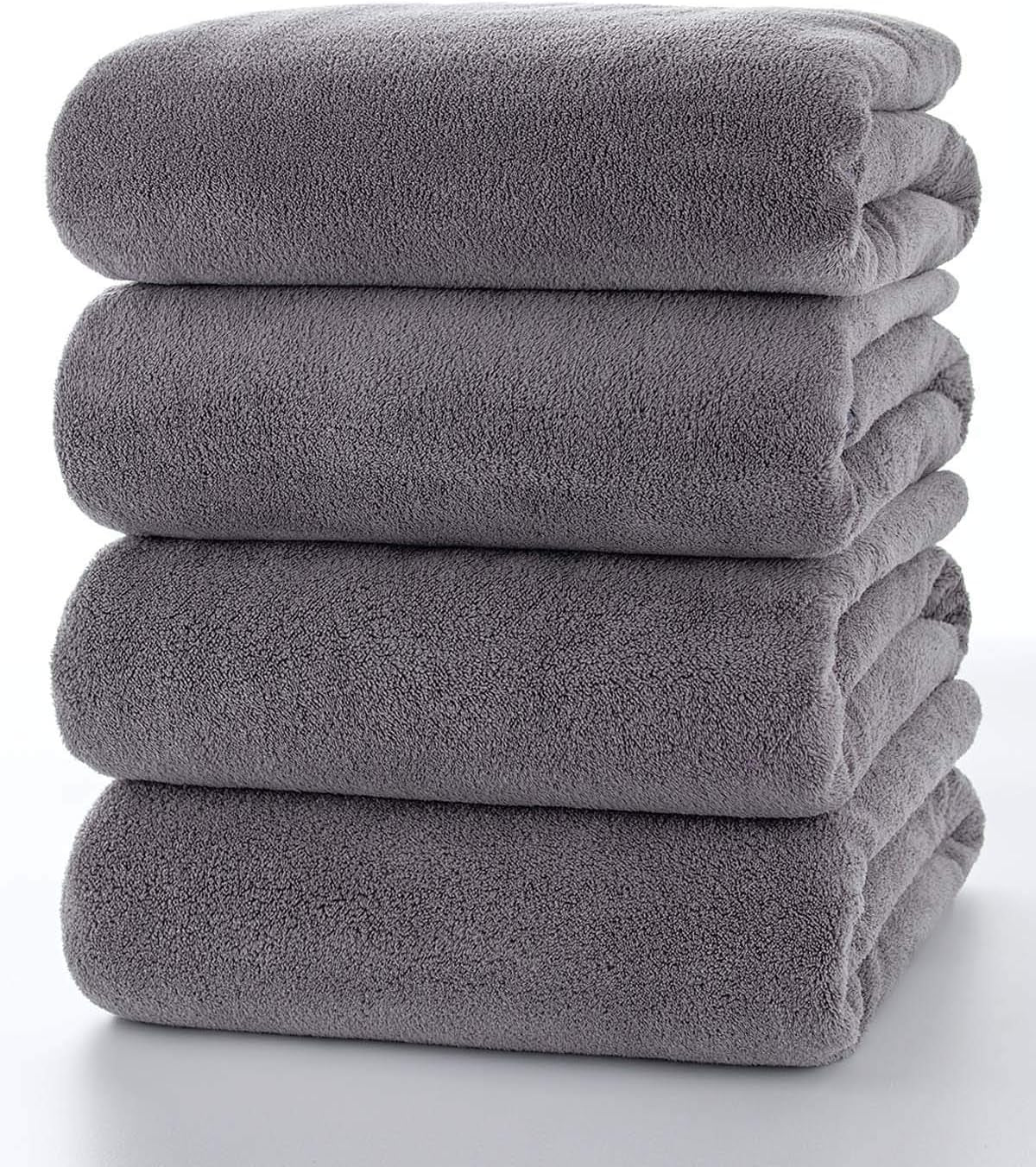 Towels 4-Piece Soft Microfiber Bath Towel Set Incredibly Absorbent Lightweight Quick Dry and Durable, 55" L X 27" W, 4 Pack Multicolour