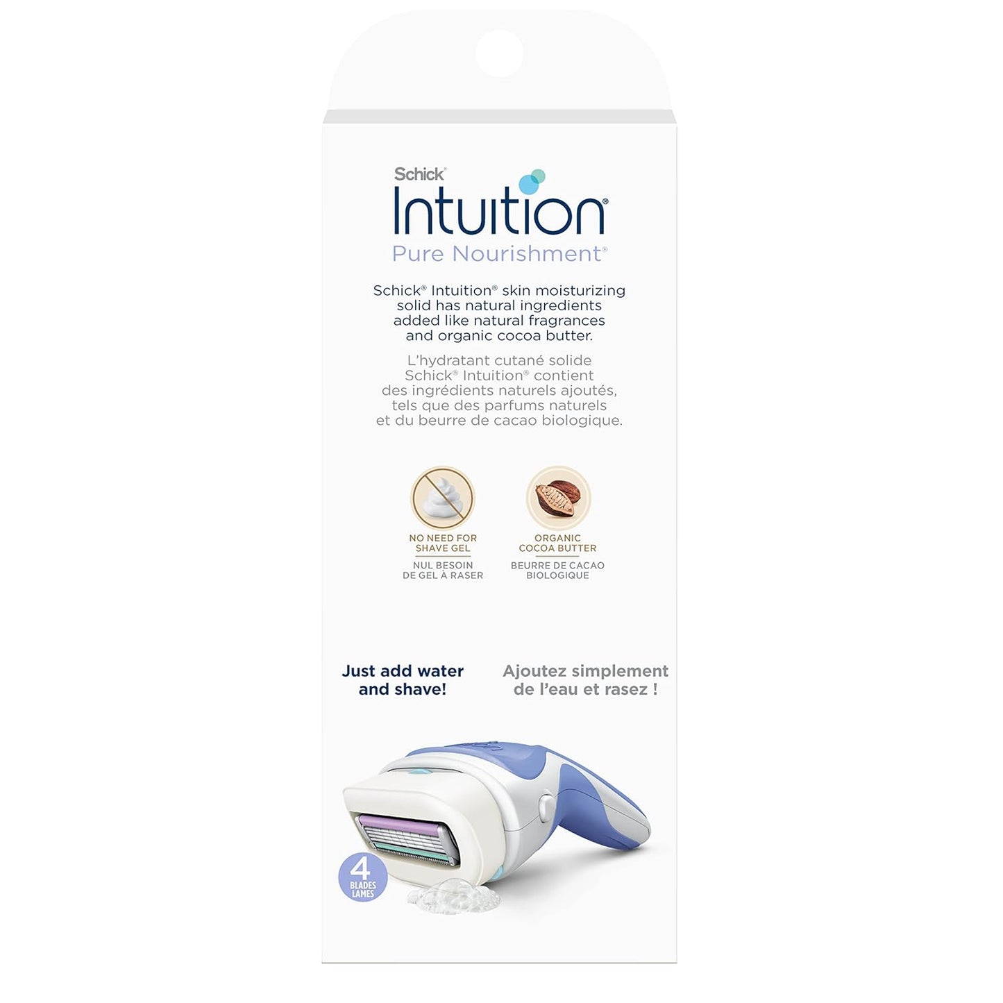 Intuition Pure Nourishment Razor for Women with 2 Moisturizing Razor Blade Refills with Coconut Milk and Almond Oil