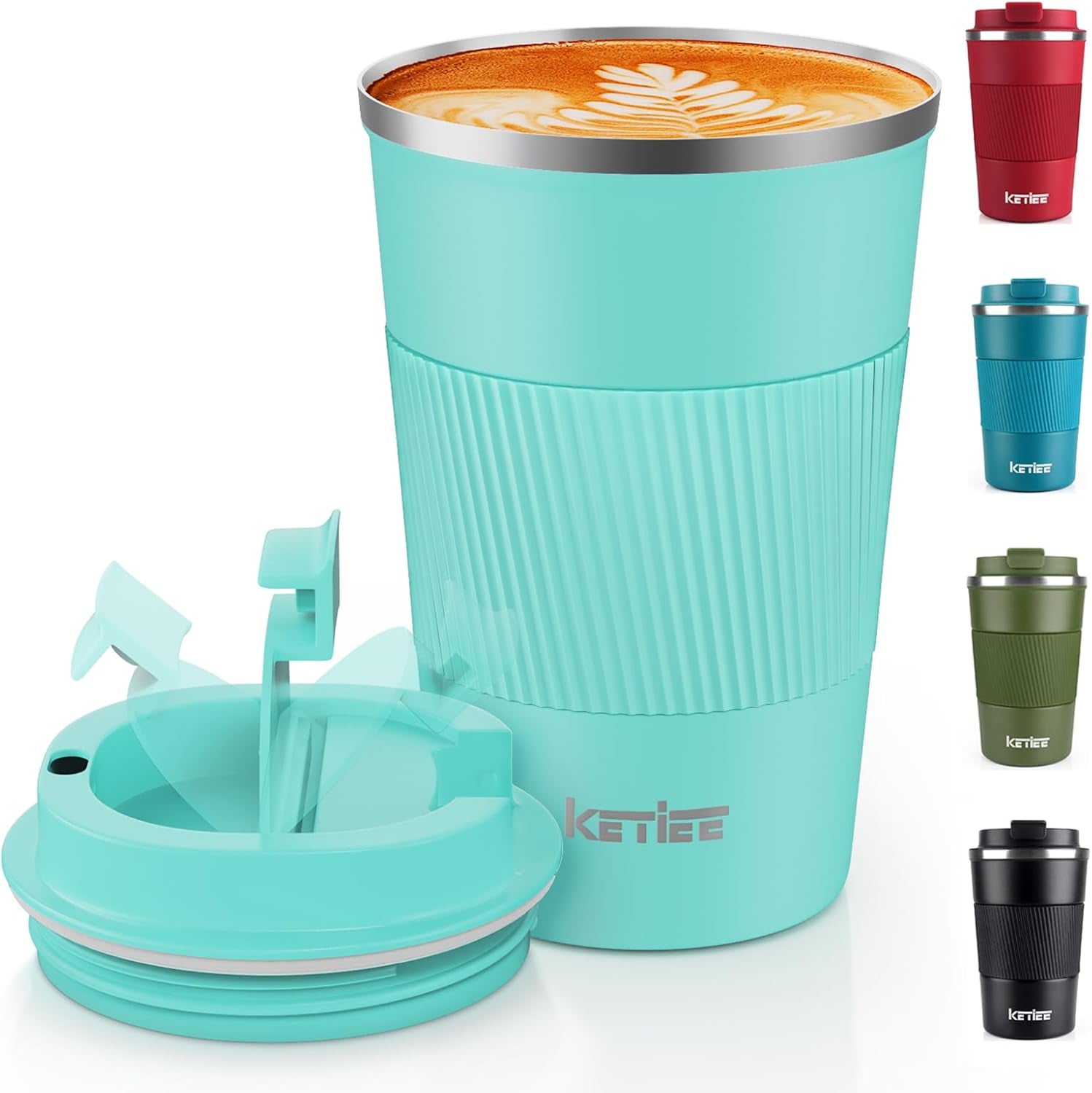 Travel Mugs, 380Ml Insulated Coffee Cup with Leakproof Lid,Reusable Coffee Cups Travel Cup,Coffee Travel Mug,Double Walled Coffee Mug,Stainless Steel Thermaol Mug for Hot Cold Drinks,Blue