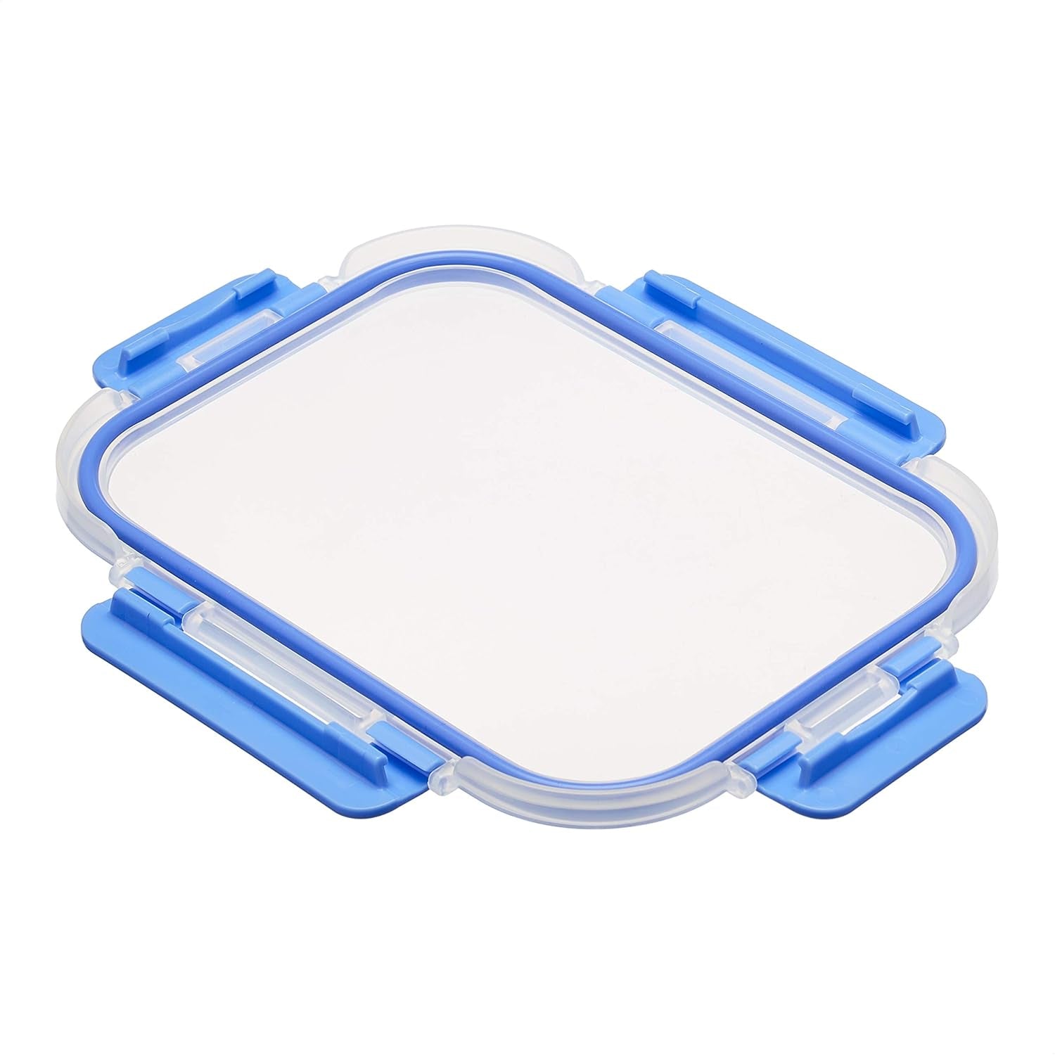 Glass Locking Lid Food Storage, 14 Count Set, 7 Containers and 7 Bpa-Free Lids, Clear with Blue Silicone Ring