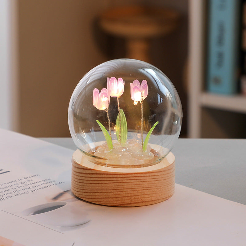 DIY Artificial Tulip Night Light – LED Bedside Lamp & Birthday Decor