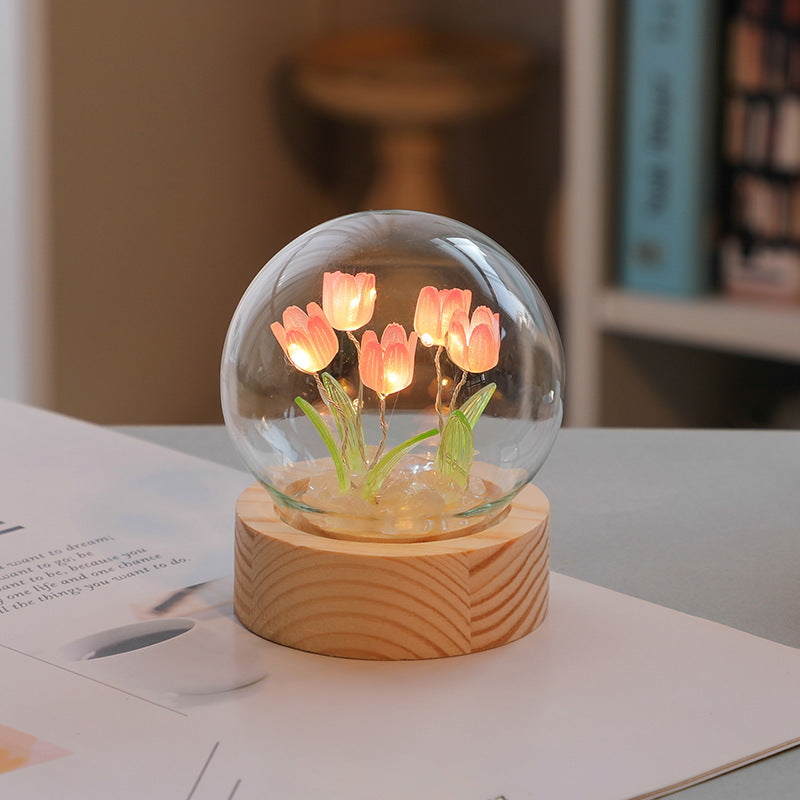 DIY Artificial Tulip Night Light – LED Bedside Lamp & Birthday Decor