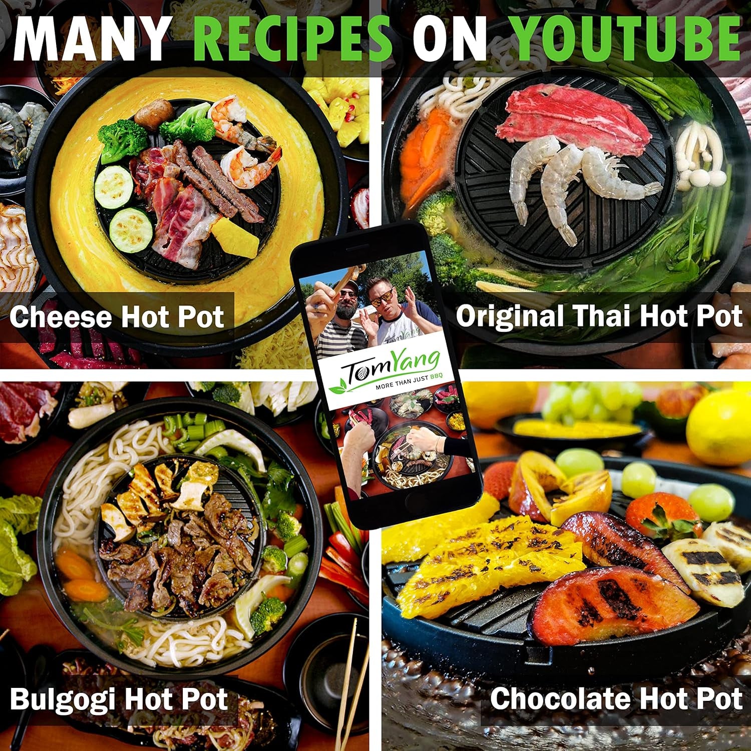 Hot Pot – the Original Thai Grill & Hot Pot, Electric Thai BBQ Multi Cooker, Swiss Coating, German Design, More than 100 Recipe Videos. Korean Food, Hotpot Chinese Pot, Hot Plate, Ramen Bowl