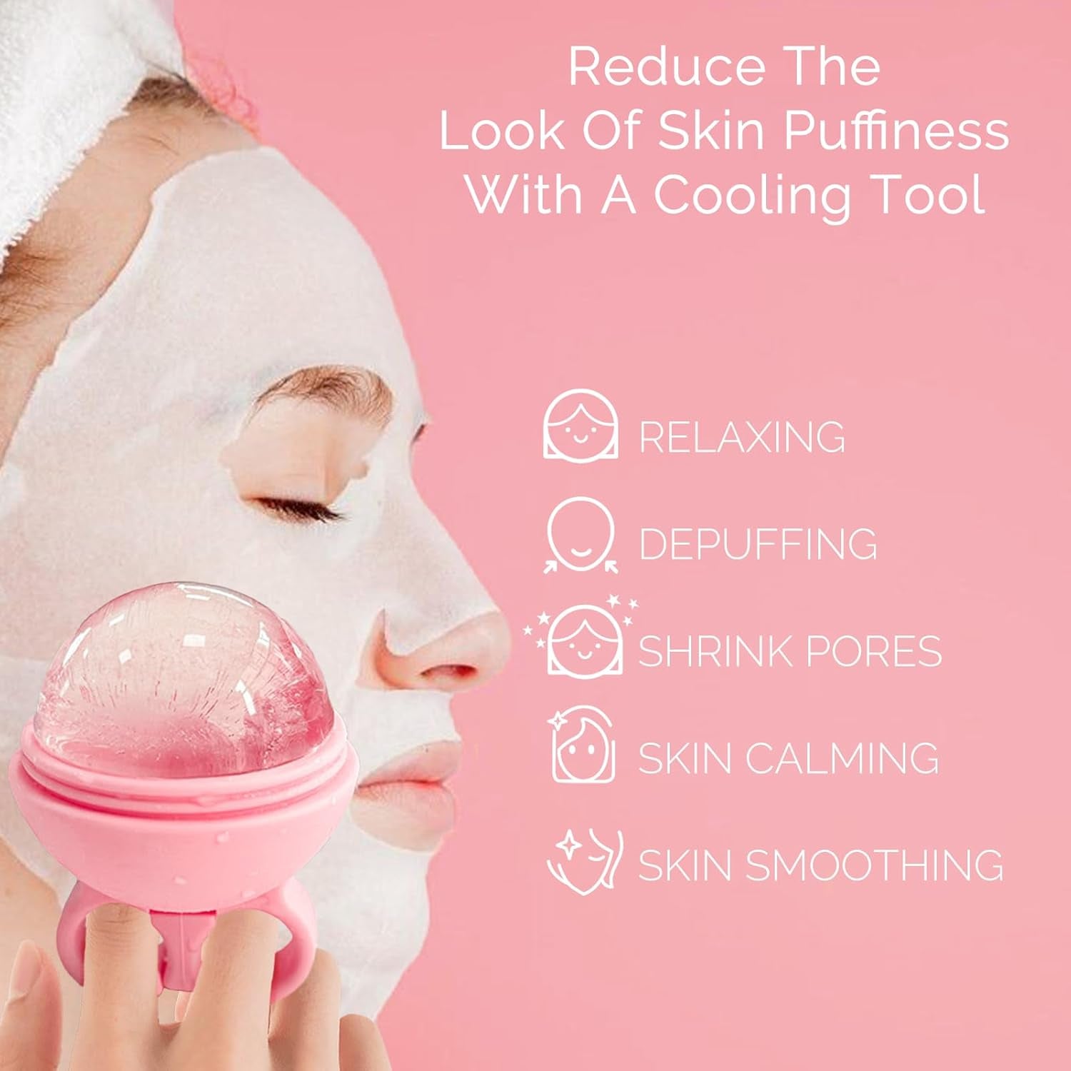Ice Roller for Face, 2Pcs Reusable Silicone Mold Face Massage Eye Facial Beauty Skin Care Tools Apply Ice for Shrink Pores anti Wrinkle Reduce Puffiness Improve Skin Elasticity, Pink & Blue