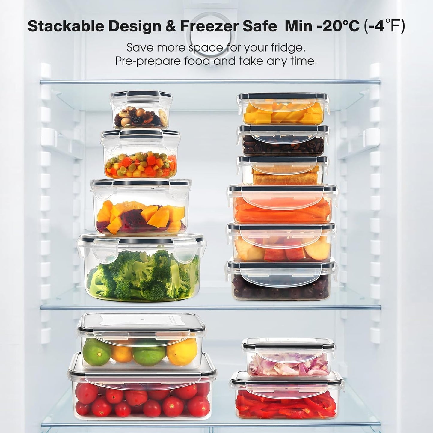 38PCS Food Storage Containers with Lids Airtight, Plastic Food Containers for Kitchen Storage Organization, 100% Leakproof, Bpa-Free Meal Prep Containers with Labels & Marker