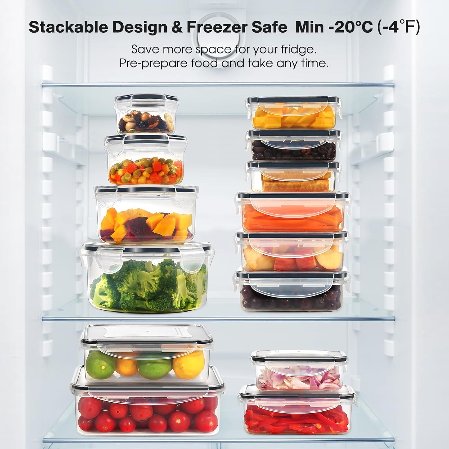 38PCS Food Storage Containers with Lids Airtight, Plastic Food Containers for Kitchen Storage Organization, 100% Leakproof, Bpa-Free Meal Prep Containers with Labels & Marker