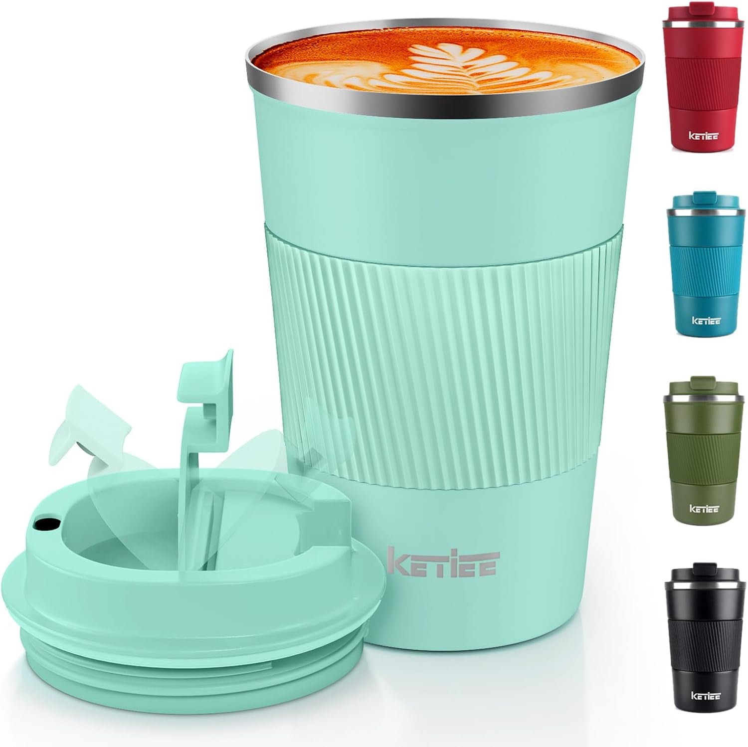 Travel Mugs, 380Ml Insulated Coffee Cup with Leakproof Lid,Reusable Coffee Cups Travel Cup,Coffee Travel Mug,Double Walled Coffee Mug,Stainless Steel Thermaol Mug for Hot Cold Drinks,Blue