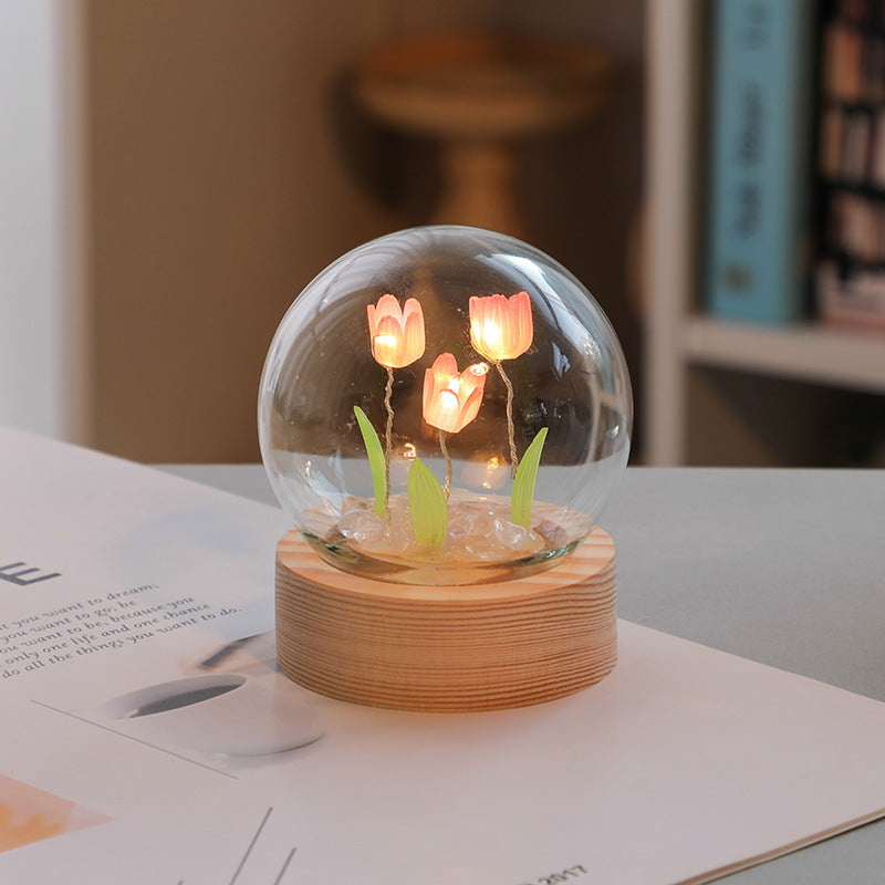 DIY Artificial Tulip Night Light – LED Bedside Lamp & Birthday Decor
