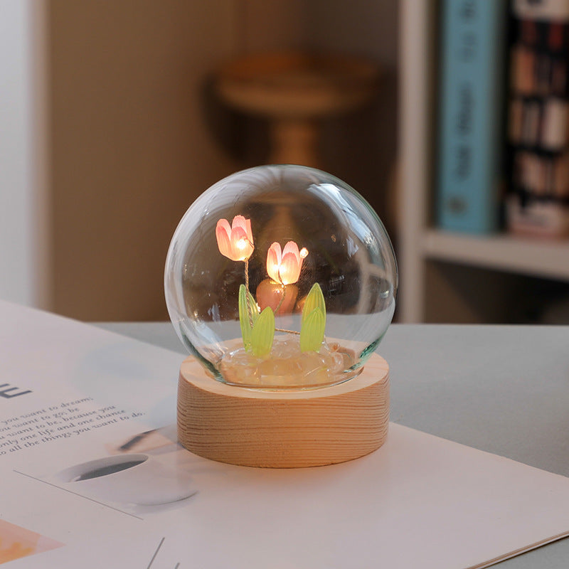 DIY Artificial Tulip Night Light – LED Bedside Lamp & Birthday Decor