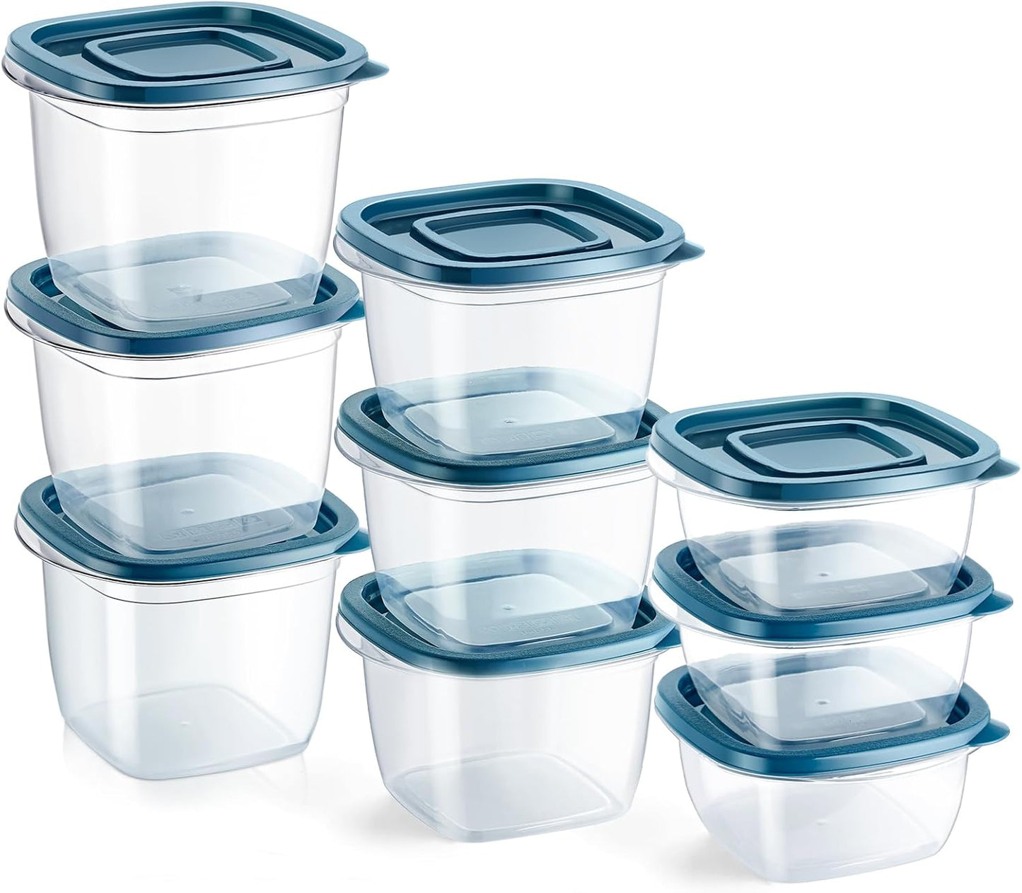 10PCS Rectangle Plastic Portion Box Sets with Lids.Food Storage Box,Container Sets,Food Storage,Food Containers,Plastic Container,Use for School,Work and Travel,500Ml per Box, Blue