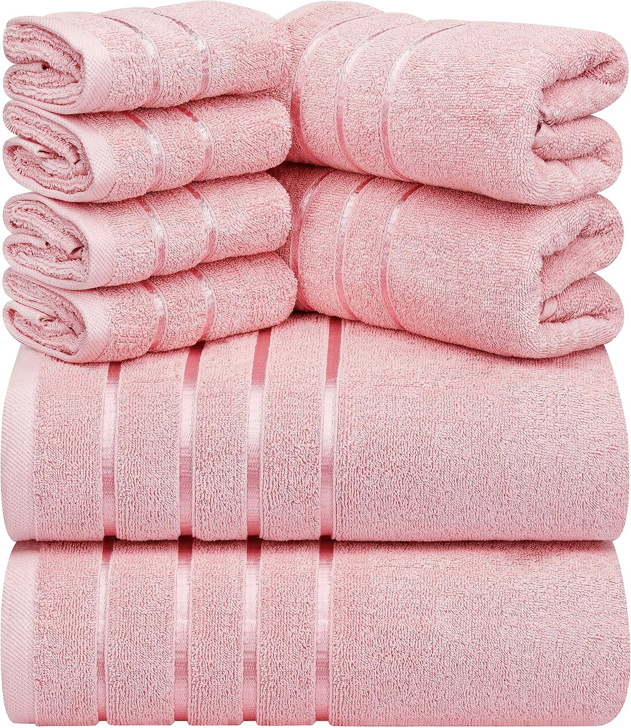 8-Piece Luxury Towel Set, 2 Bath Towels, 2 Hand Towels, and 4 Wash Cloths,97% Ring Spun Cotton Highly Absorbent Viscose Stripe Towels Ideal for Everyday Use (Cool Grey)