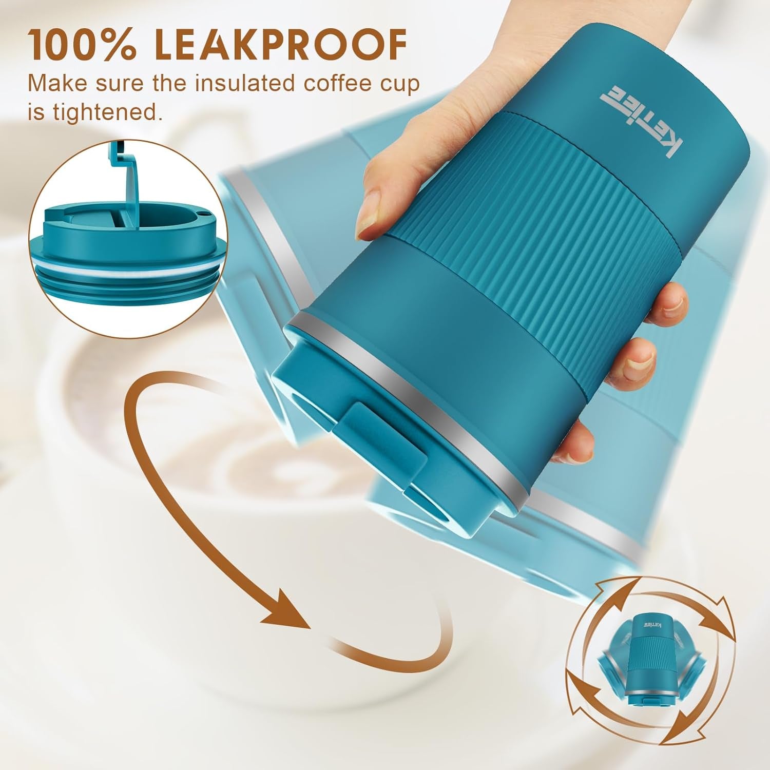 Travel Mugs, 380Ml Insulated Coffee Cup with Leakproof Lid,Reusable Coffee Cups Travel Cup,Coffee Travel Mug,Double Walled Coffee Mug,Stainless Steel Thermaol Mug for Hot Cold Drinks,Blue
