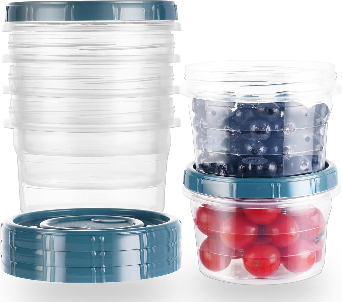 10PCS Rectangle Plastic Portion Box Sets with Lids.Food Storage Box,Container Sets,Food Storage,Food Containers,Plastic Container,Use for School,Work and Travel,500Ml per Box, Blue