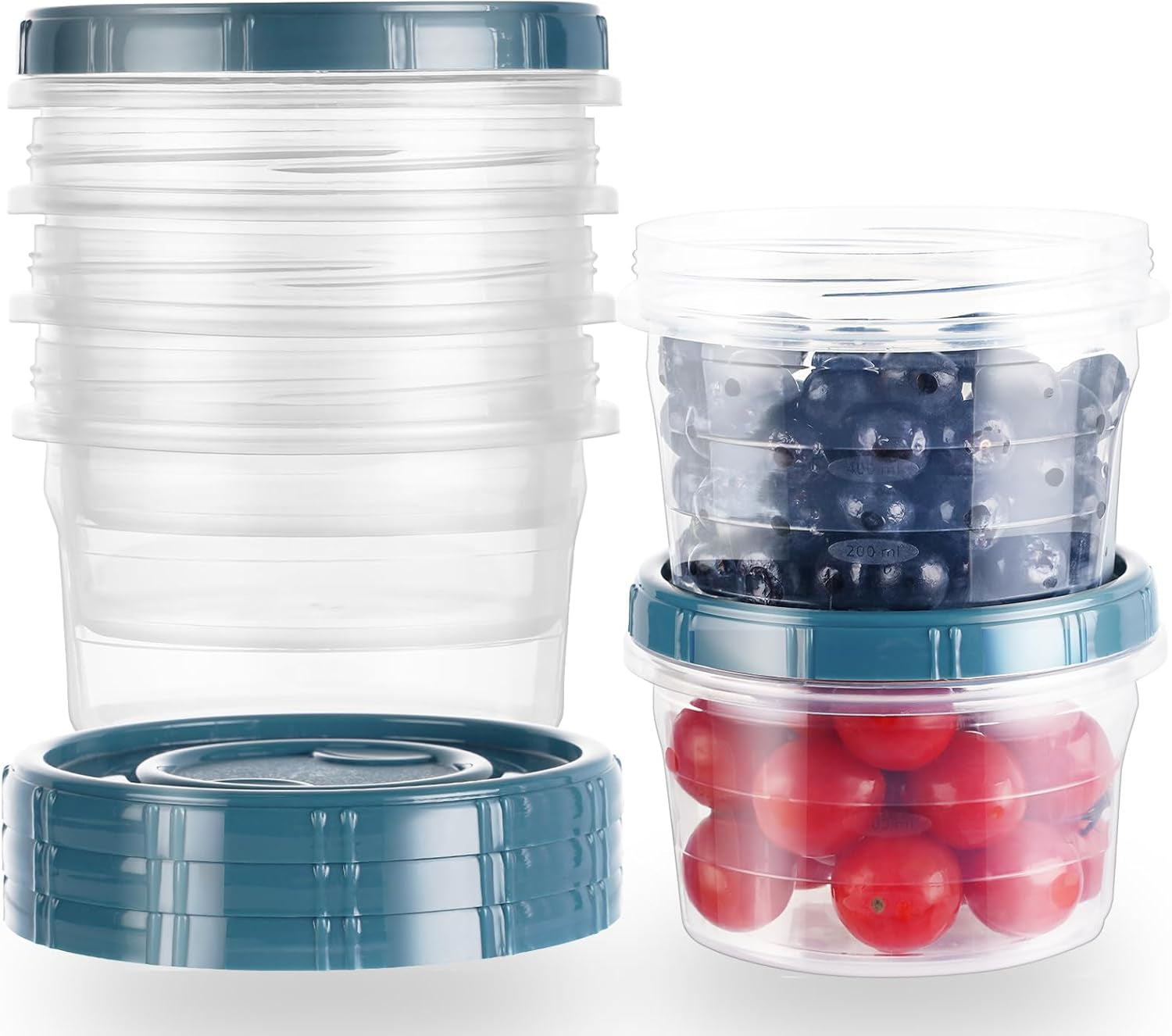 10PCS Rectangle Plastic Portion Box Sets with Lids.Food Storage Box,Container Sets,Food Storage,Food Containers,Plastic Container,Use for School,Work and Travel,500Ml per Box, Blue