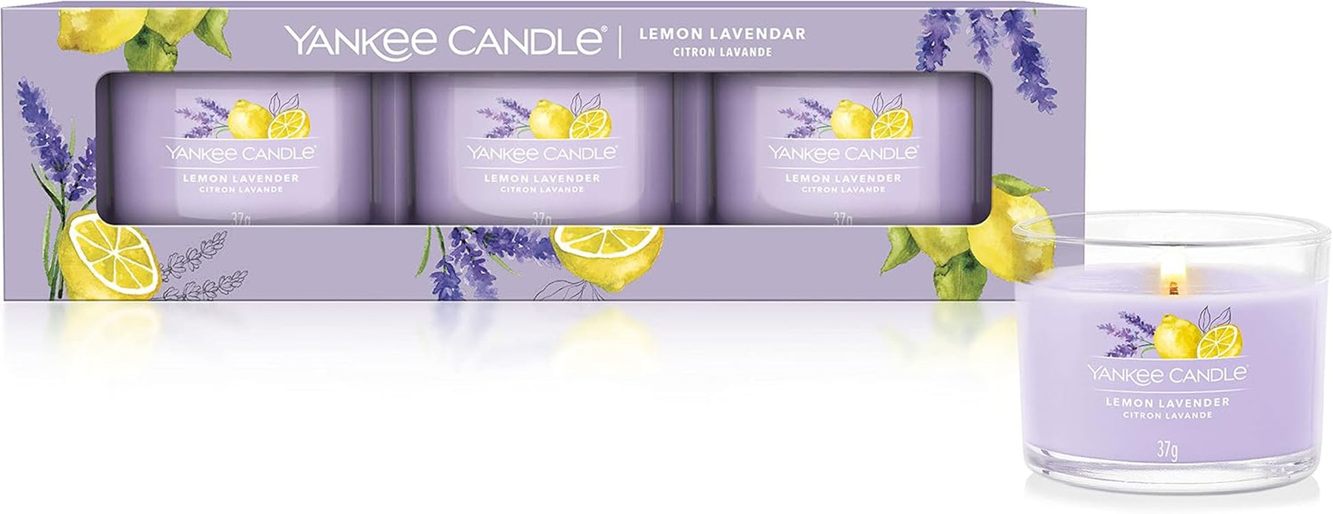 Scented Candles Gift Set, Clean Cotton Filled Votive Candles, Soy Blend Wax Mix, 3 Count