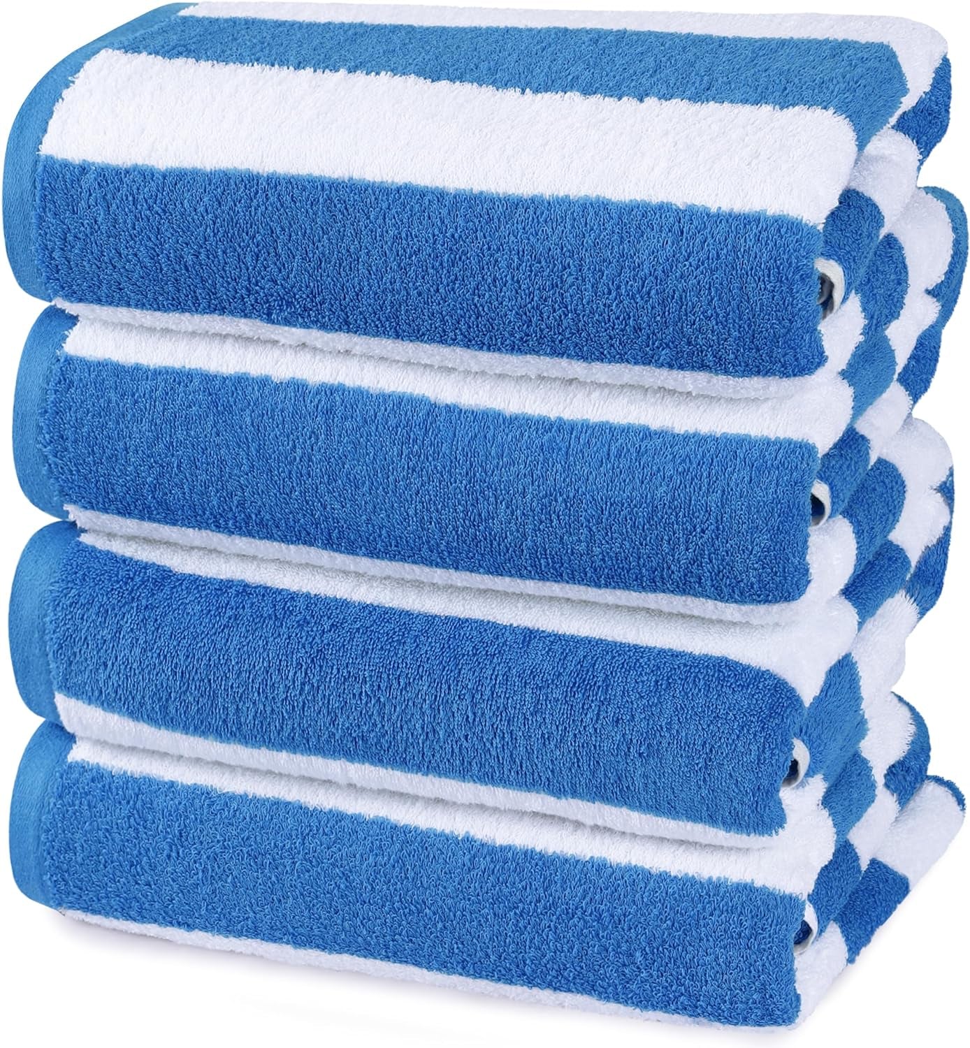 Cabana Stripe Beach Towels (76 X 152 Cm) - 100% Ring Spun Cotton Large Pool Towels, Soft and Quick Dry Swim Towels (Pack of 4) (Blue, Green, Orange & Yellow)