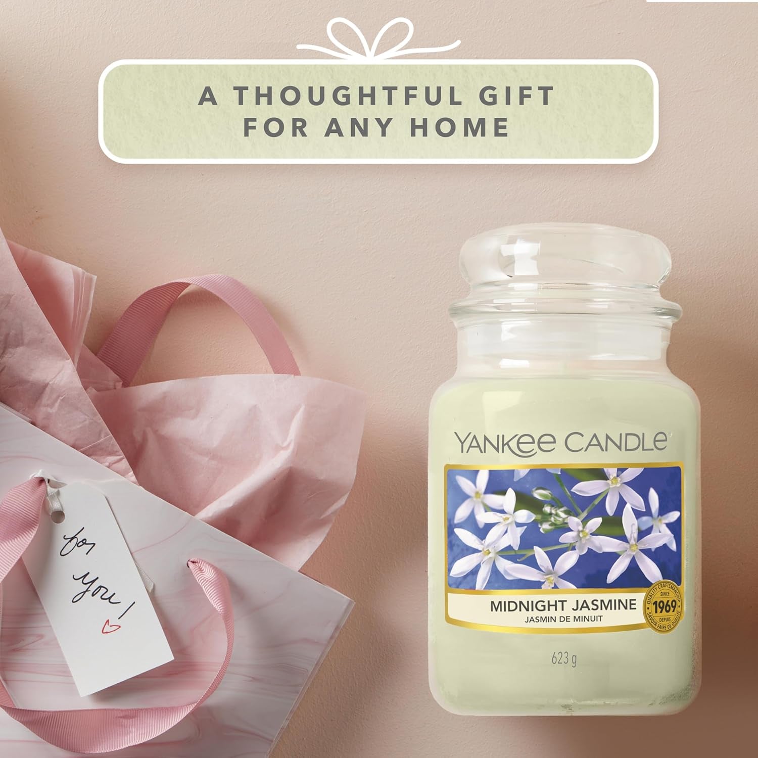 Scented Candle | Midnight Jasmine Large Jar Candle | Long Burning Candles: up to 150 Hours | Perfect Gifts for Women
