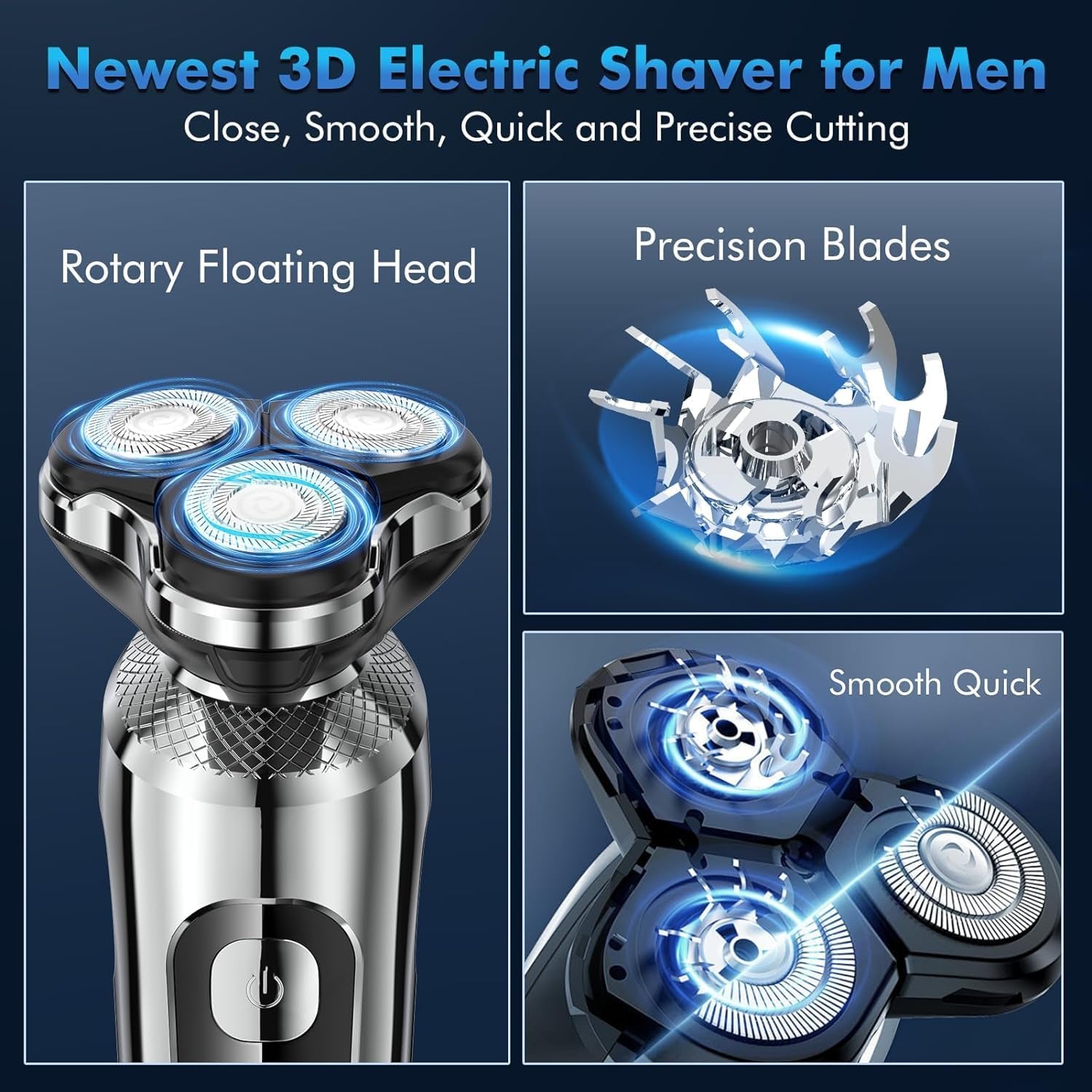 Electric Razor for Men, 2024 Upgraded 2-Speed Electric Shavers for Men, Waterproof Wet/Dry Shaver for Men, Cordless Rechargeable Mens Shaver Electric Razor Grooming Kit