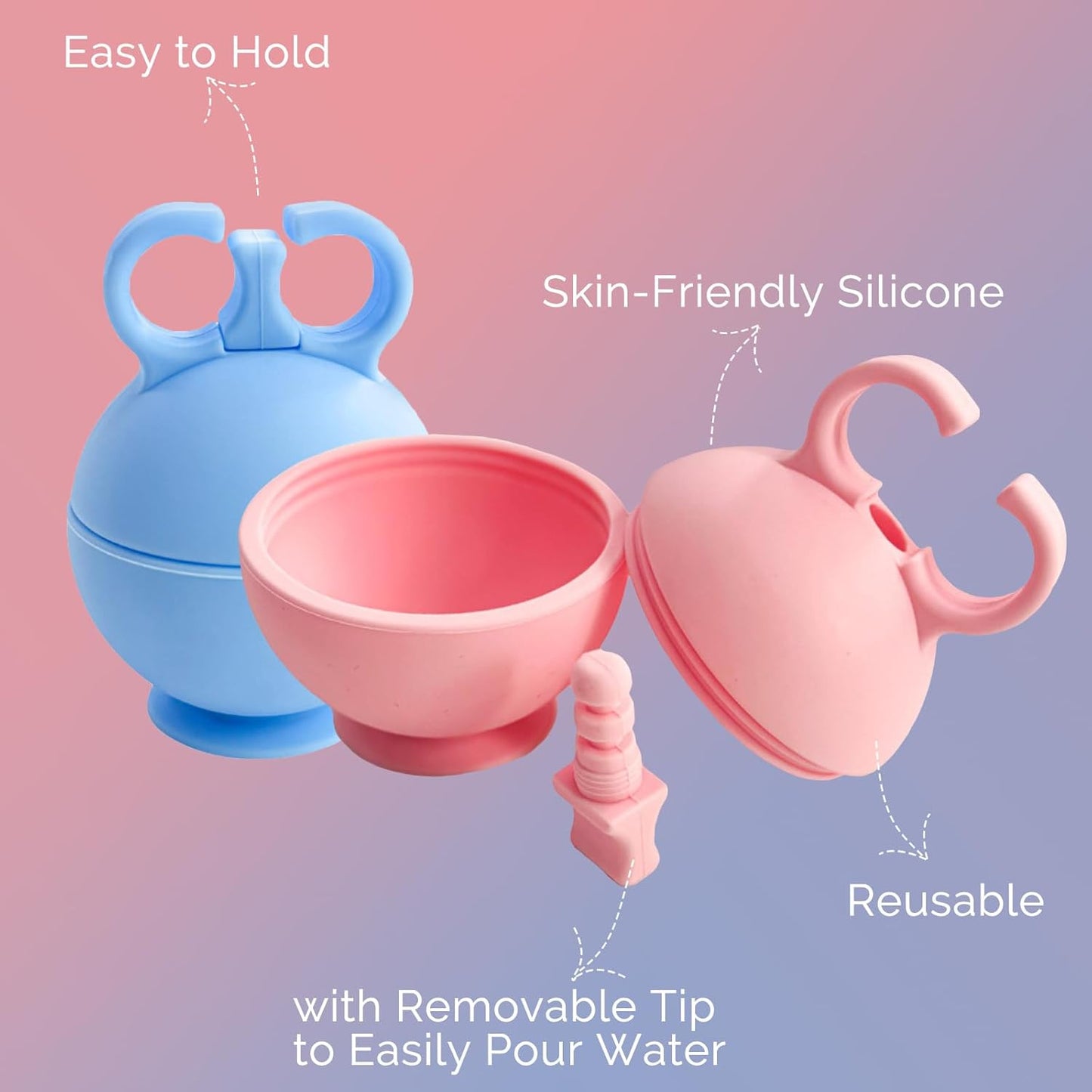 Ice Roller for Face, 2Pcs Reusable Silicone Mold Face Massage Eye Facial Beauty Skin Care Tools Apply Ice for Shrink Pores anti Wrinkle Reduce Puffiness Improve Skin Elasticity, Pink & Blue