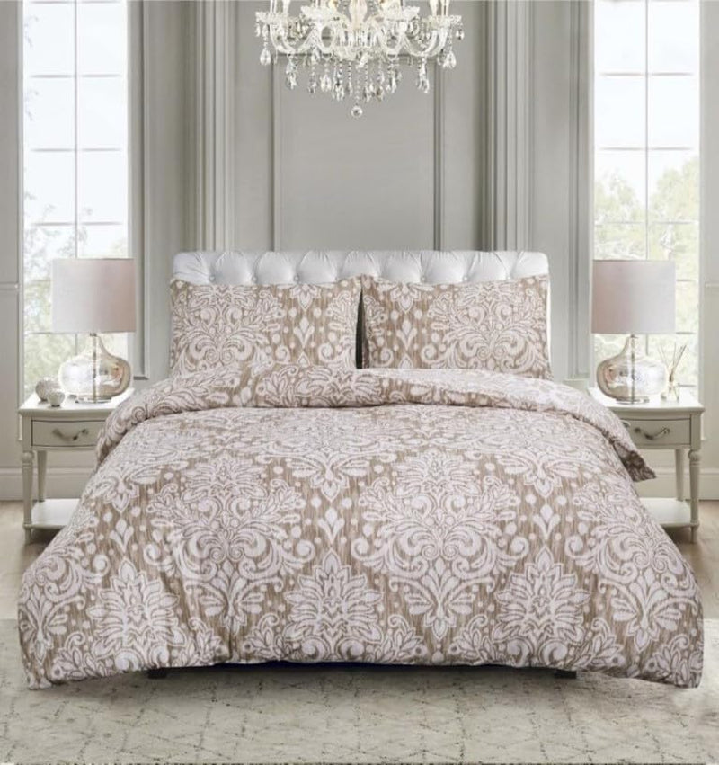 Best Linen 4 Piece Duvet Cover Set Polyester Cotton Quilt Cover Pillow Case & Fitted Sheet Complete Bedding Set Easy Care Machine Wash anti Allergic (Floral Grey, Double) (Duvetcover001)