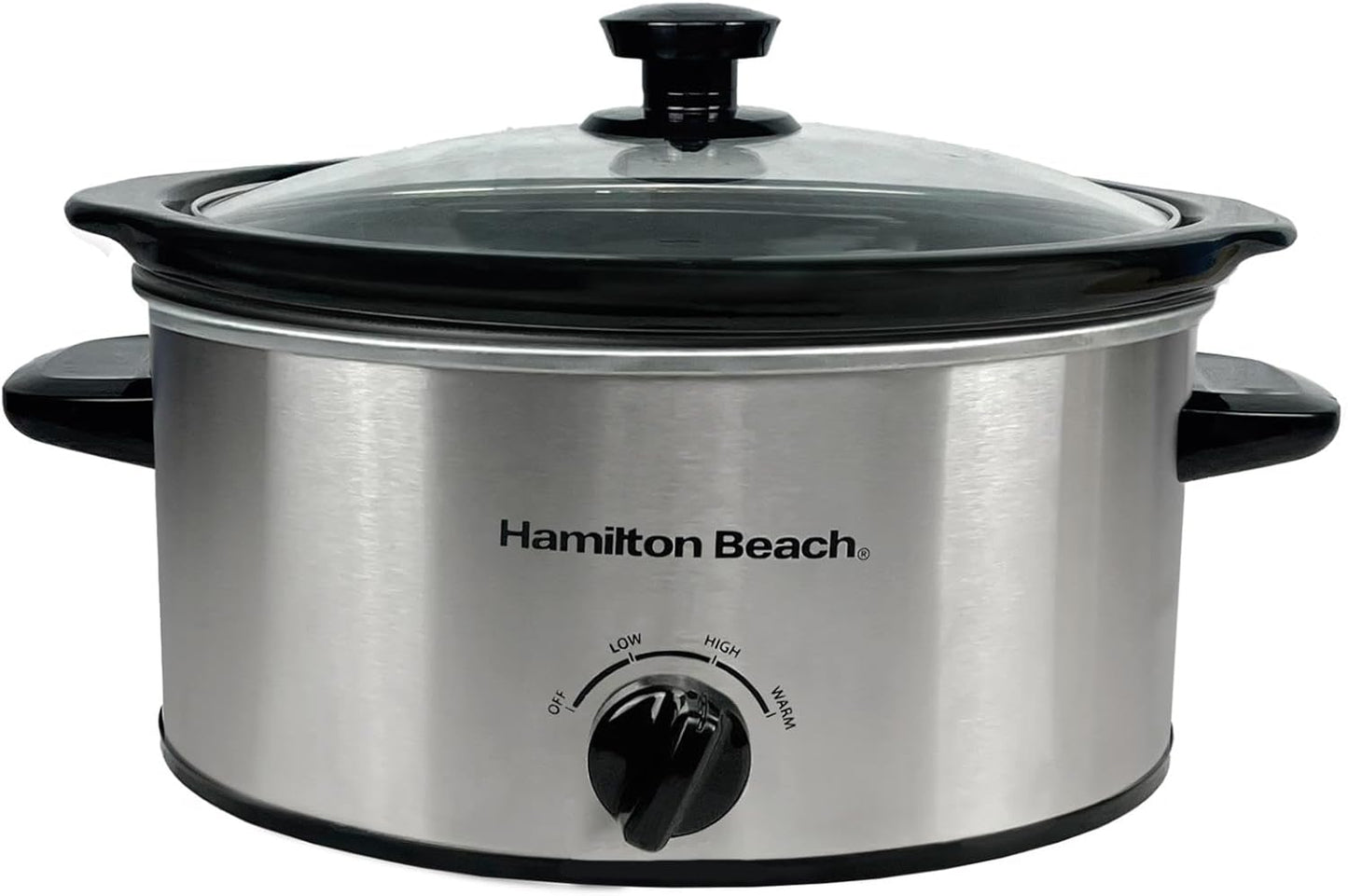 6.5L Slow Cooker, Removable Easy-Clean Ceramic Bowl, 3 Settings, Serves 6-8 People, Energy-Efficient - HBSC070B, Black