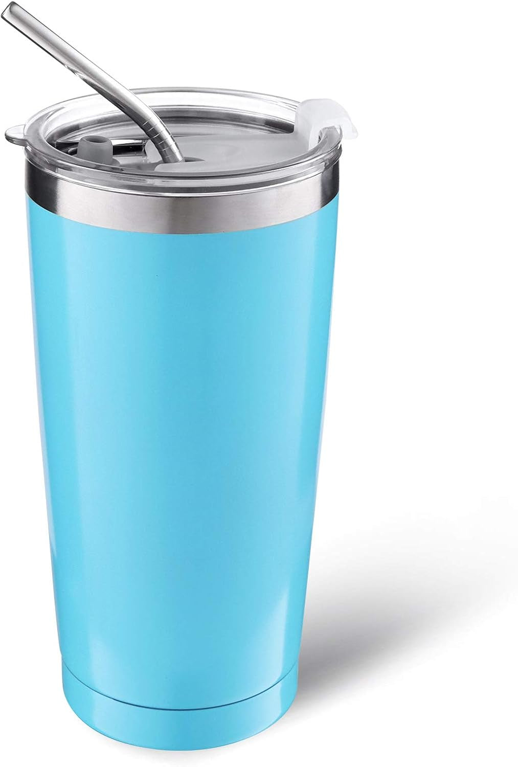Stainless Steel Travel Tumbler with Straw and Lids, Insulated Coffee Cup Double Wall Vacuum for Men Women, 550ML/20OZ, Blue