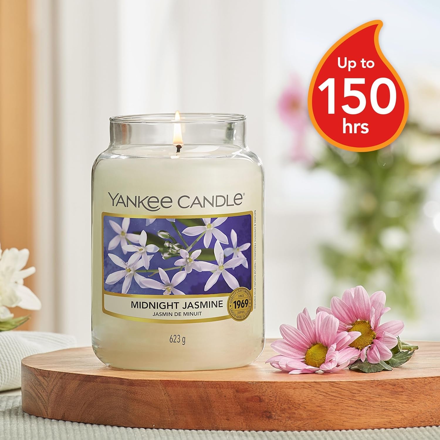 Scented Candle | Midnight Jasmine Large Jar Candle | Long Burning Candles: up to 150 Hours | Perfect Gifts for Women