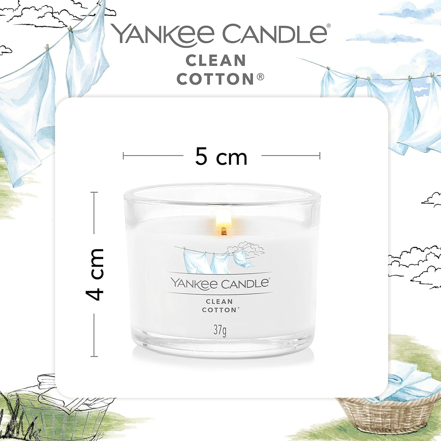 Scented Candles Gift Set, Clean Cotton Filled Votive Candles, Soy Blend Wax Mix, 3 Count