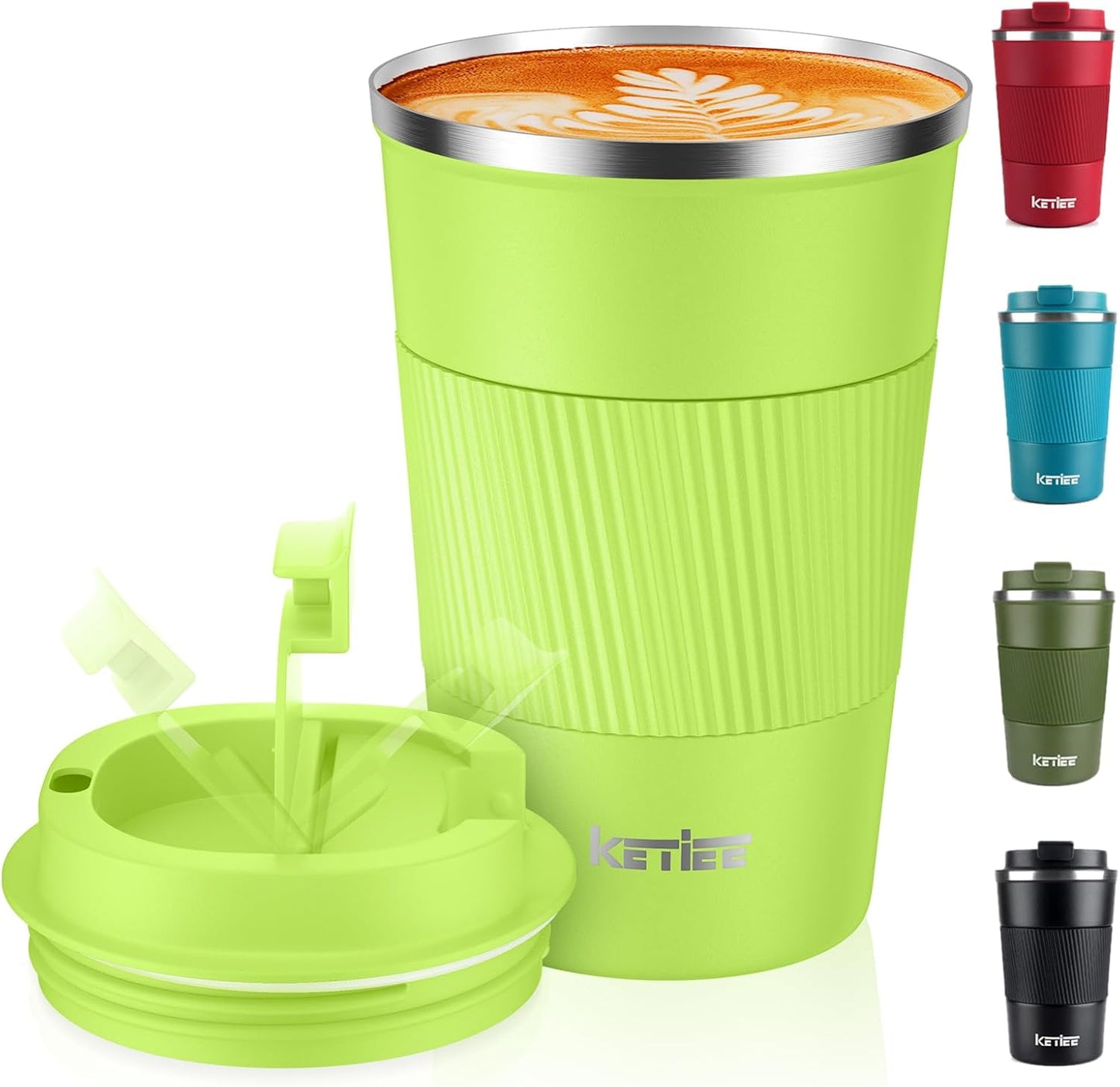 Travel Mugs, 380Ml Insulated Coffee Cup with Leakproof Lid,Reusable Coffee Cups Travel Cup,Coffee Travel Mug,Double Walled Coffee Mug,Stainless Steel Thermaol Mug for Hot Cold Drinks,Blue