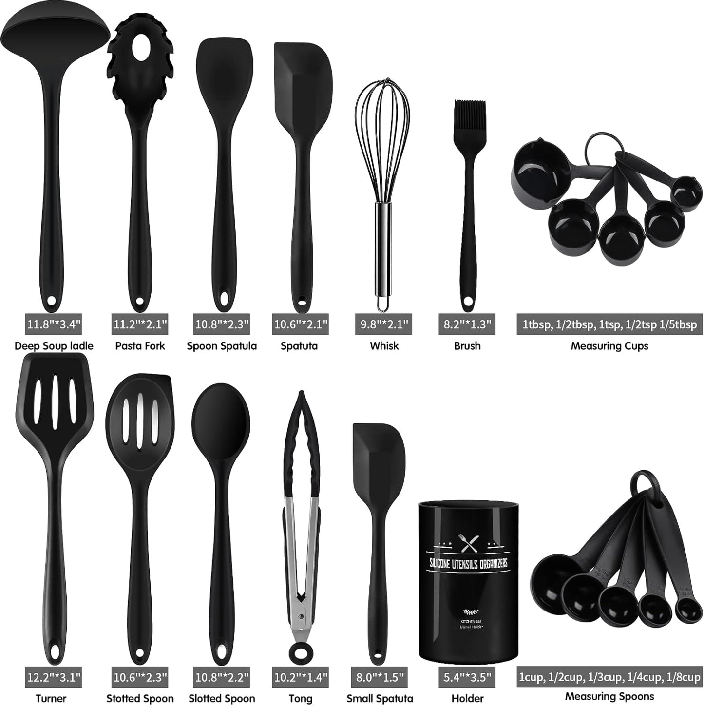 Kitchen Utensils Set, Silicone Kitchen Utensils, 22 Pcs Non-Stick Silicone Cooking Kitchen Utensils Spatula Set with Holder, Cooking Spatula Turner Heat Resistant Tools,Dishwasher Safe