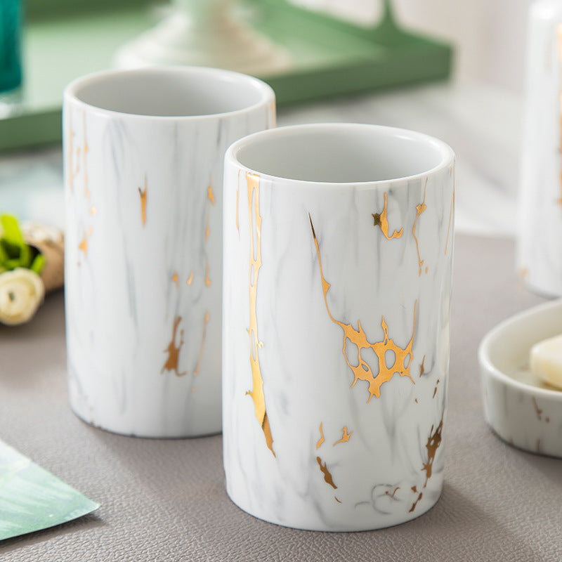 Luxury Marble Ceramic Bathroom Set – Elegant Wash Kit for Modern Bathrooms